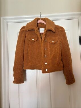Avec Les Filles Cropped Teddy Jacket - Rust Like New XXS